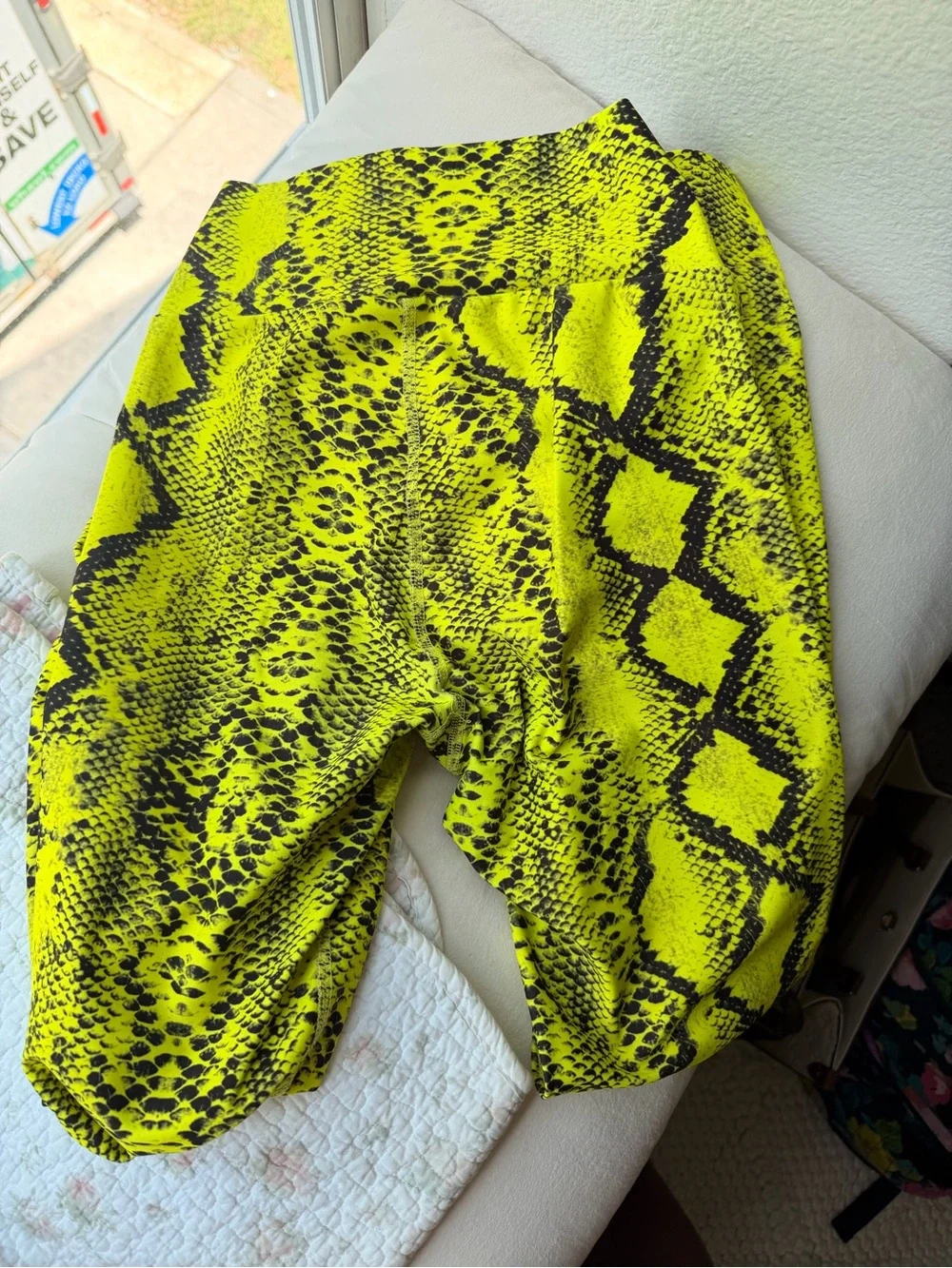 Beach Riot Neon Yellow and Black Snake Print Leggings